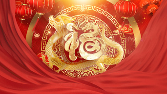 红色中国风春节龙年片头视频ae模板