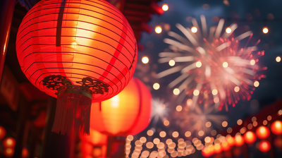 春节除夕庆祝新年灯笼烟花AI视频