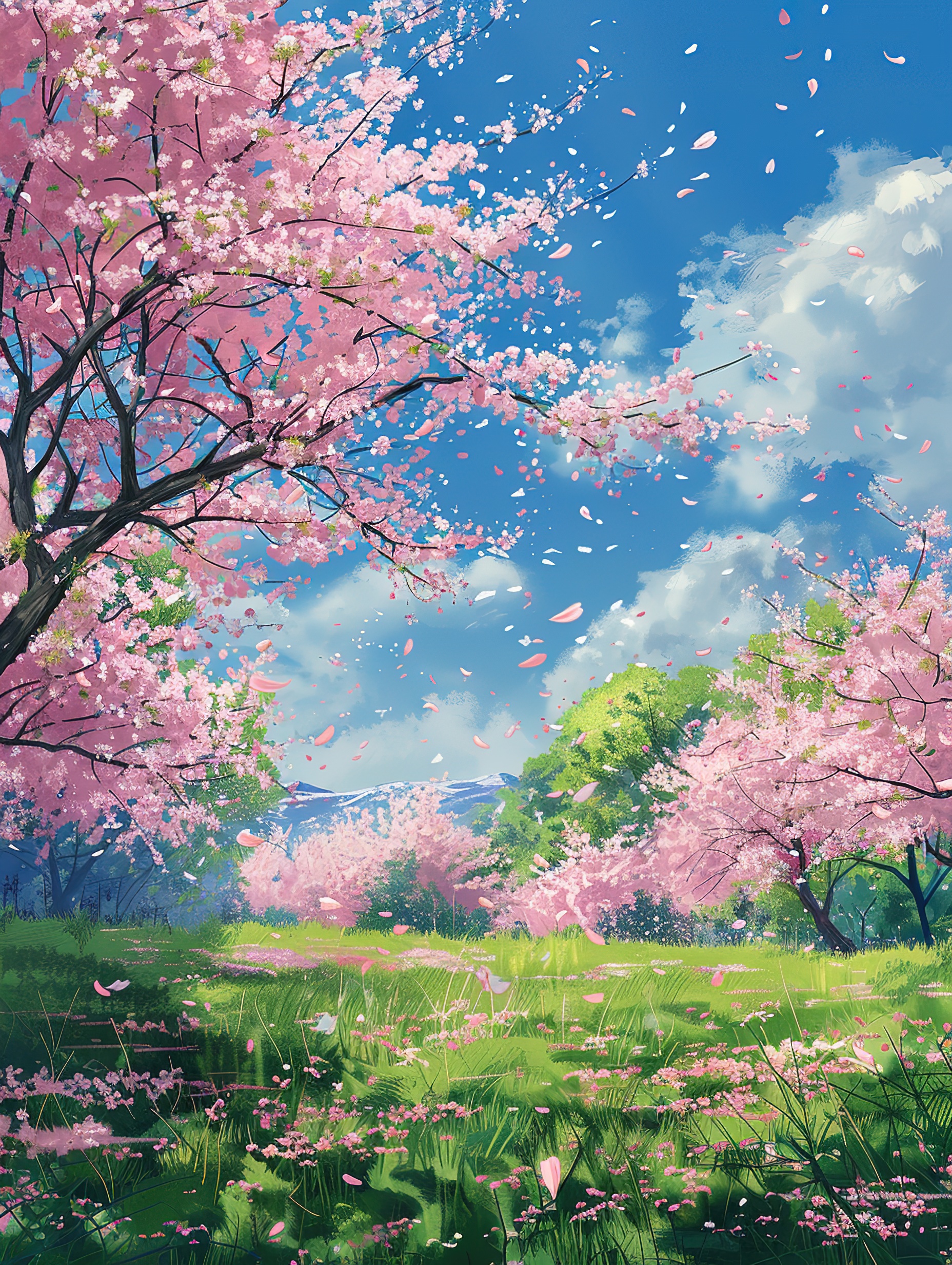 春天浪漫樱花花瓣纷飞4kai视频