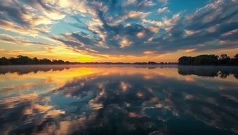 日出日落自然风景湖水湖面夕阳天空AI视频素材