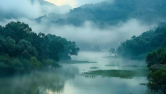 云雾围绕山川山水自然风景AI视频素材