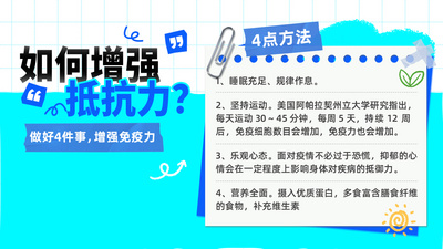 如何增强抵抗力贴纸蓝色拼贴风卡通视频