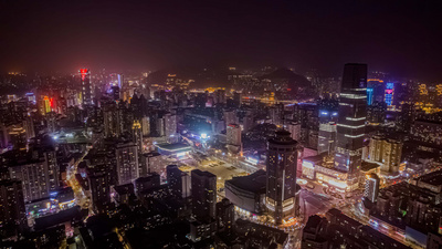 8K甘肃兰州城关区夜景航拍延时实拍素材