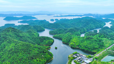 4K航拍杭州千岛湖景区自然风景山河风光视频