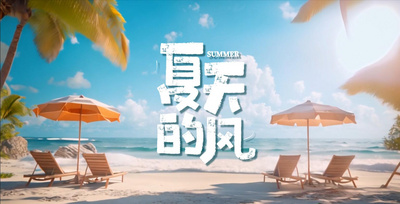 小清新片头高清视频素材小清新海边沙滩夏天的风片头AE视频模板