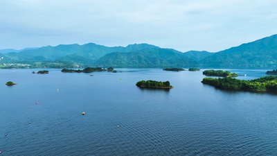 4K航拍杭州千岛湖景区岛屿风光视频素材