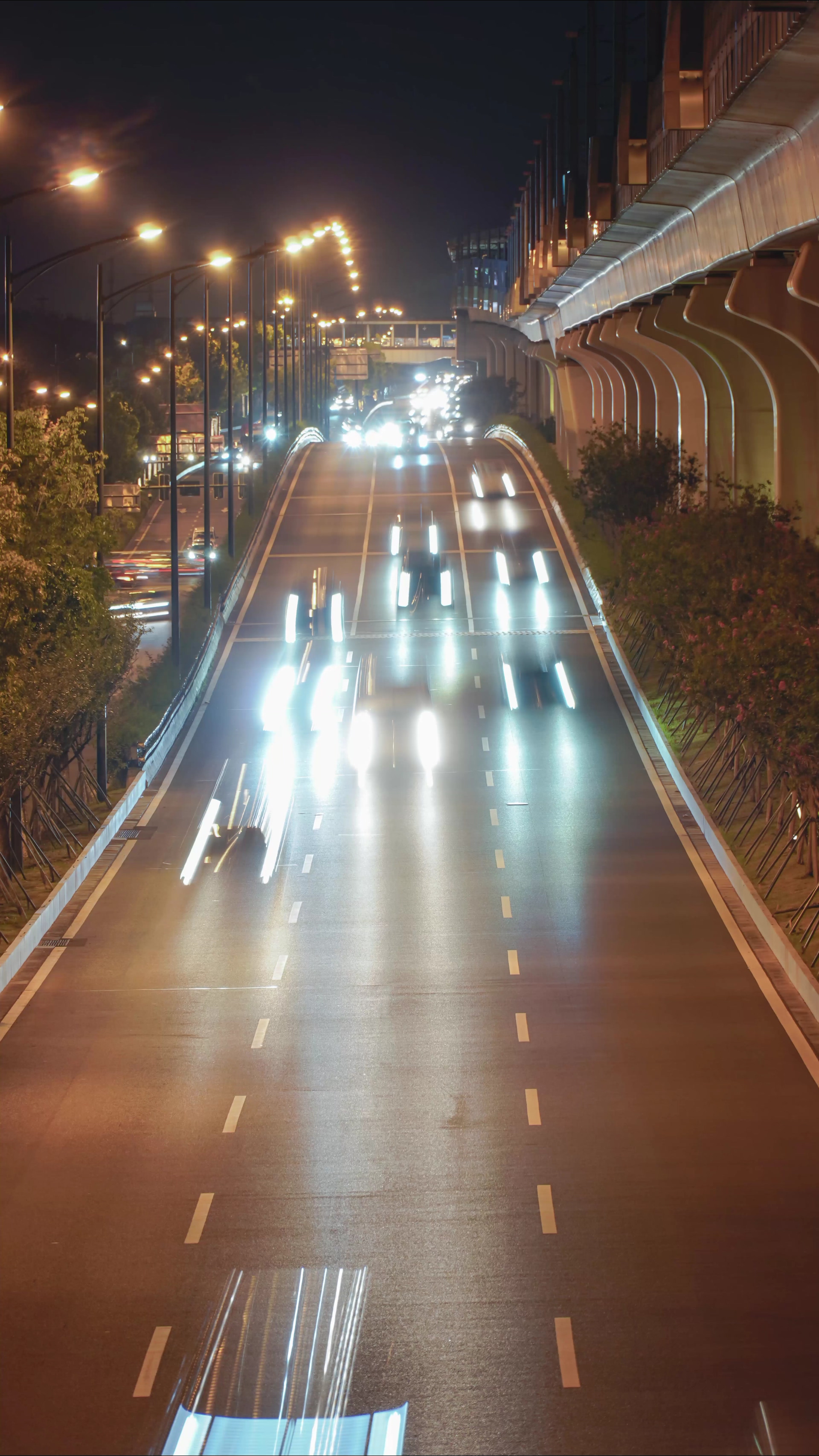 8k实拍城市高架夜景车流延时摄影实拍视频素材