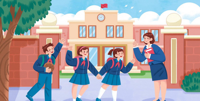 教育学校上学老师学生打招呼校园视频背景