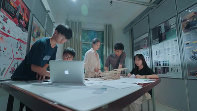 创新创业团队建筑设计构思高校创新创业实拍素材