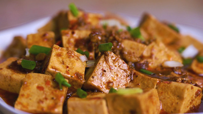 叨叨菜实拍视频素材1080P麻婆豆腐川菜视频实拍