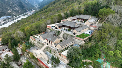 山西五台山佑国寺航拍4实拍视频素材