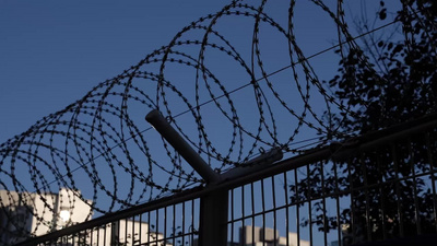 电网看守所监狱栅栏警示教育实拍素材