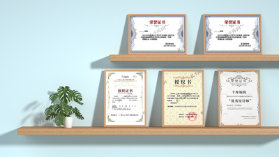 电商高清视频素材原创C4D电商证书展示背景墙立体场景