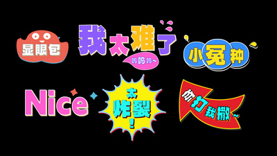 卡通综艺贴纸花字幕条原创模板视频