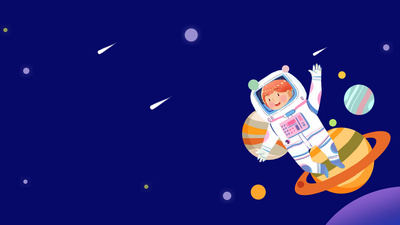 卡通月球日宇航员太空星河背景