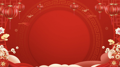 2026新年春节红金色喜庆立体新年背景中国风