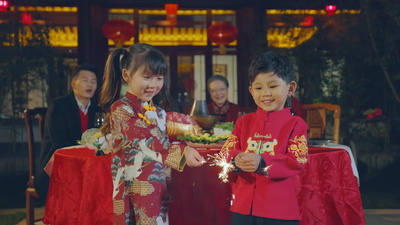 30人聚餐实拍视频素材快乐家庭庆祝新年6