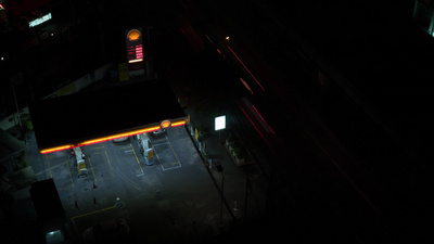 日夜图标实拍视频素材加油站日夜运作延时摄影