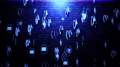 医疗科技六边形图标3D旋转效果