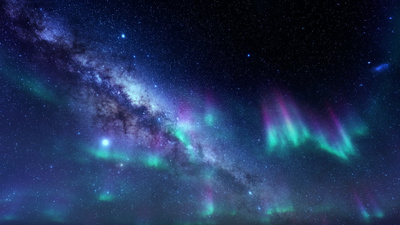 极光璀璨星空延时4K