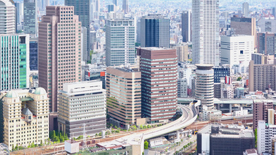 瑞士巴塞尔鸟瞰实拍视频素材日本大阪梅田区鸟瞰图
