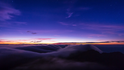 泰国清迈自然旅游胜地斗朗清道夜景薄雾漂浮山间4延时4镜头