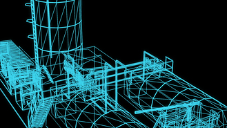 三维渲染工业建筑的线框模型
