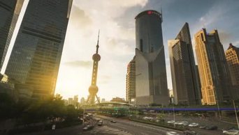 夕阳的流逝上海陆家嘴金融中心中国
