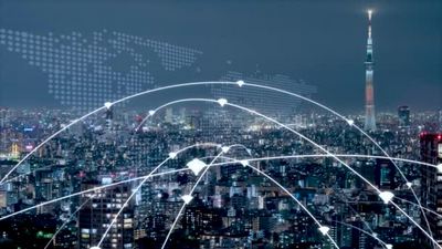 4K5G和AI技术全球通信网络概念