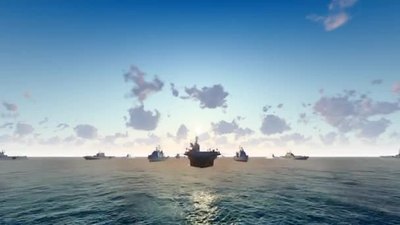 现代战争残酷实拍视频素材1080三维渲染动画航空母舰群在海洋上行驶