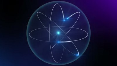 3d版实拍视频素材蓝色科技原子3d模型的动画