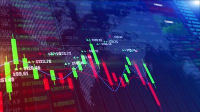 4K数字股票市场或外汇交易图和适于金融投资的烛台图