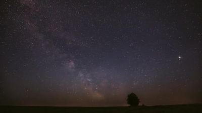 星辰背景图实拍视频素材草地上夜空中的银河明亮的星辰和流星自然风景延时摄影1080
