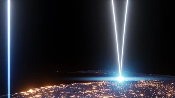 3d动画中的科技地球全球化全球商业点在旋转的星球上。视频特效 ...