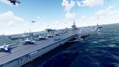 实拍视频素材海军航空母舰战斗群军事演习