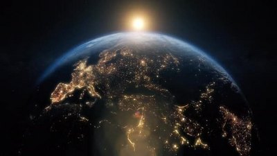地球行星美丽的日出天际线