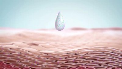 干皮肤用的乳液滴3d皮肤水化的医学动画表现