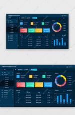 深蓝色大气科技后台系统数据可视化页面
