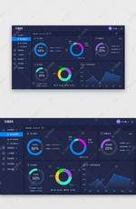 蓝色系商务科技后台数据可视化页面