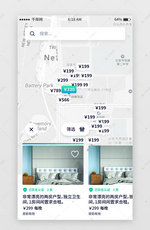 白色系简约风租房app地图上筛选页移动端导航