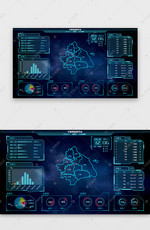 深蓝色数据可视化页面