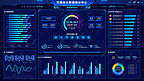 大数据可视化大屏网页UI科技感暗黑蓝色后台统计UI平台