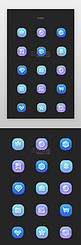 APP实用图标icon果冻感蓝色、紫色矢量图标
