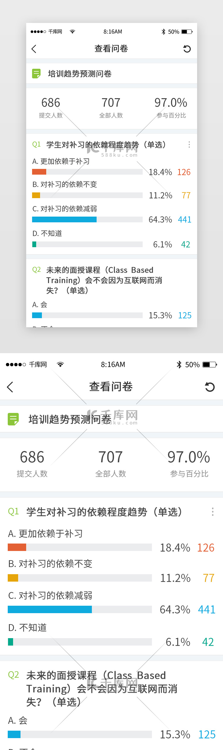 绿色简约学习app详情页