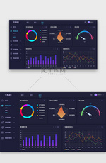 深蓝色大气科技网页数据可视化页面