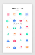 多色渐变毛玻璃icon面型icon