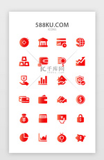 红色渐变金融理财矢量图标icon