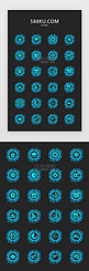 蓝色渐变科技感大数据常用矢量图标icon