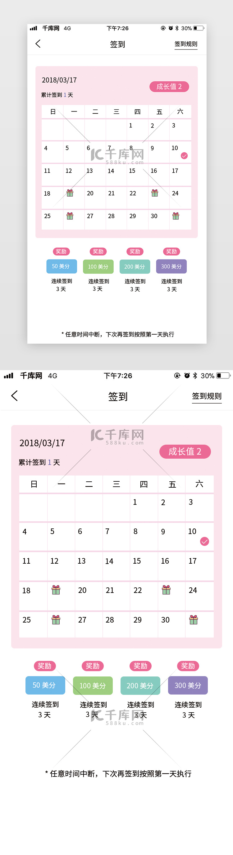 医疗整形APP签到页面