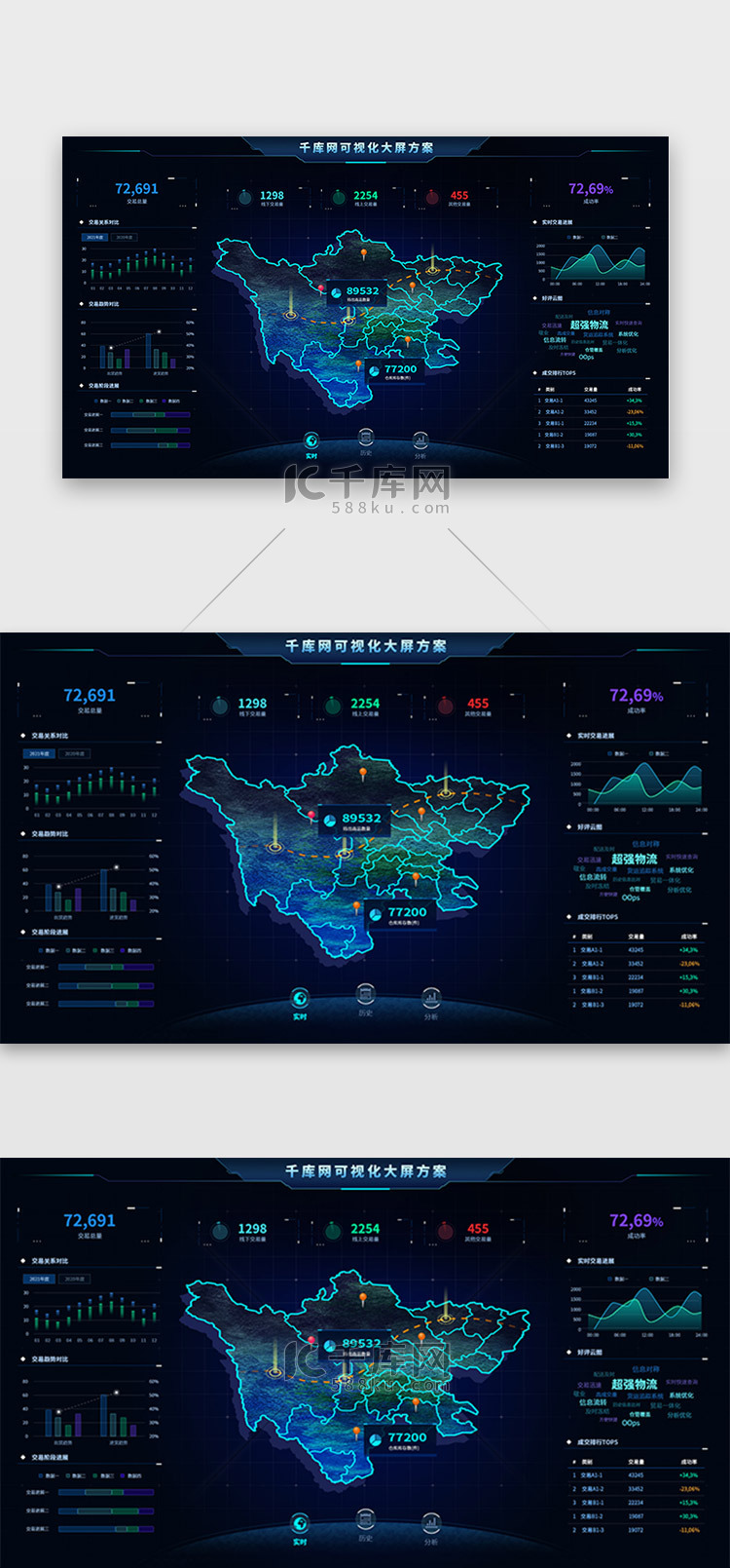 可视化大屏网页3d立体蓝色地图